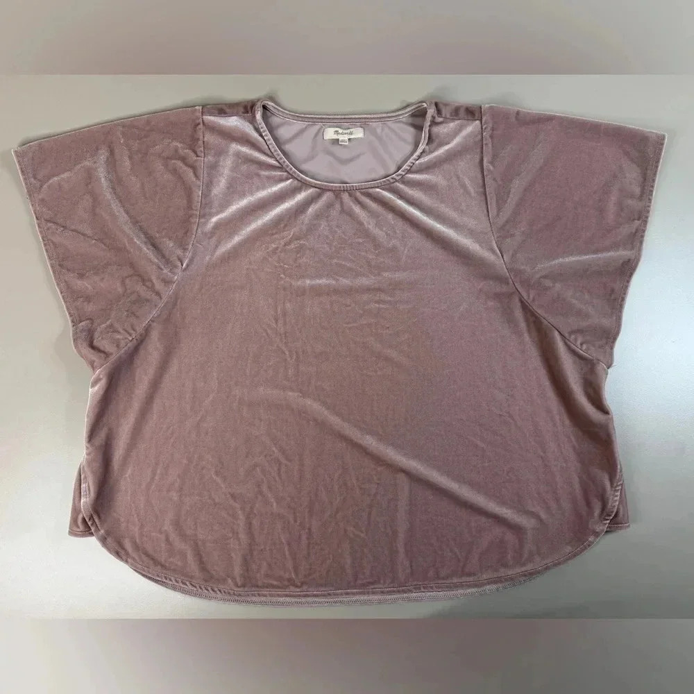 Madewell velvet butterfly sleeve top Blush Dusty Rose Size XL - Picture 6 of 16